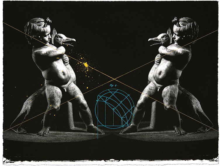 回廊にて―Boy with a goose (版画集〈Element―回廊を逃れゆくアポロニウスの円〉より) 2007年 エッチング、フォトグラビュール 28.5×38 cm