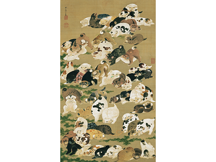 《百犬図》絹本著色 一幅 個人蔵