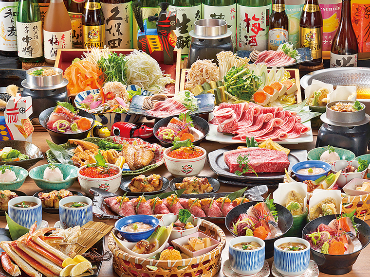 割引後4,500円以上と15周年記念コースには、日本酒が20種類以上楽しめるプレミアム飲み放題をサービス