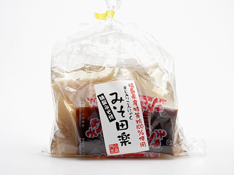 「みそ田楽（特製みそだれ付き）」（こんにゃく110g×2、みそだれ25g×2・302円）