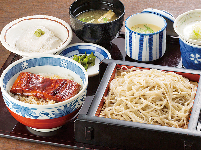 南矢野目店の「うな丼そばセット」。なんと1,000円で大好評!2022年1月末まで(予定)の特別価格