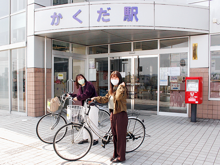 角田駅からはレンタサイクルで。では、行ってきます！