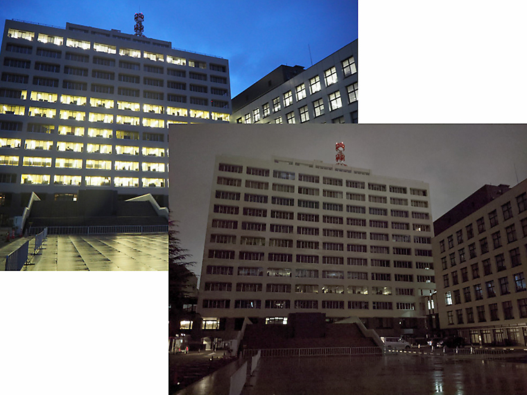 2021年度に行った福島県庁のライトダウン（右）の様子