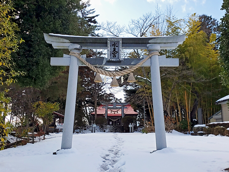 雪に映える鳥居も凛とした「久留米水天宮」