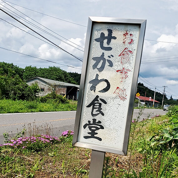 まるで向日葵のような美しい看板がお出迎え