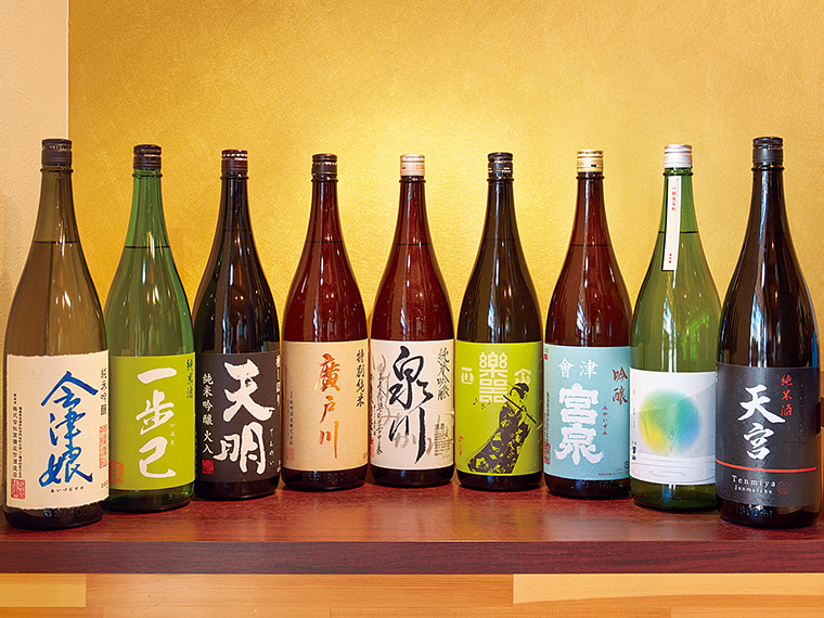 福島県内の銘酒が豊富に揃う。下記HPからオンラインでの購入も可能