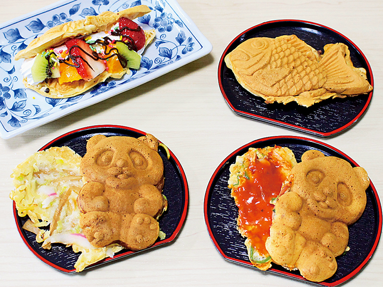 たい焼きは定番のあんこ味。各種150円から。写真左上は福島県産フルーツを使った「踊れ!たい焼き君」。2024年春先に登場予定