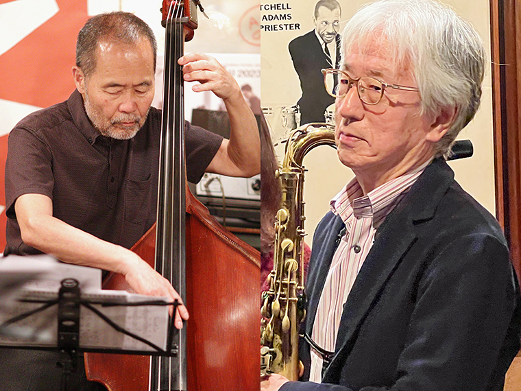 ウッドベース奏者・望月英明(左)、テナーサックス奏者・山口真文(右)