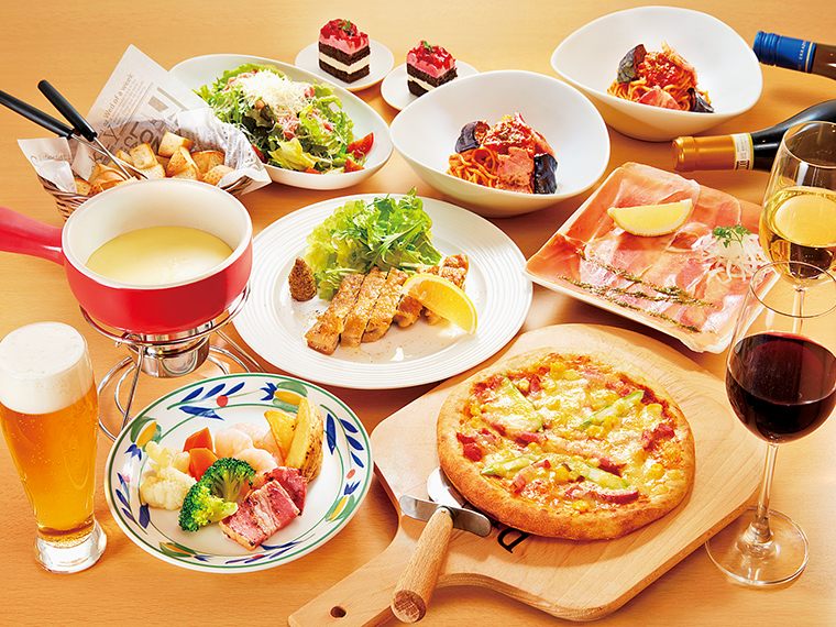 3,800円2時間飲み放題コースの料理一例。リーズナブル&ボリューミー