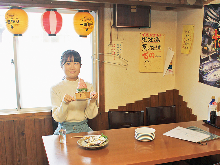 「生牡蠣がプルプルでおいしかったです！友達と一緒に来て飲み会をしたいと思います」by.学生編集部 美咲
