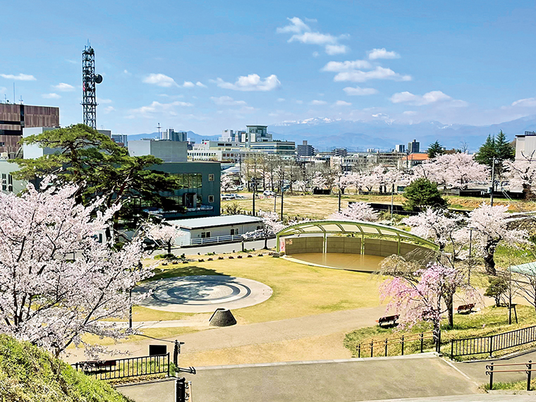 信夫山にある「福島縣護國神社」の参道も桜の花が彩る