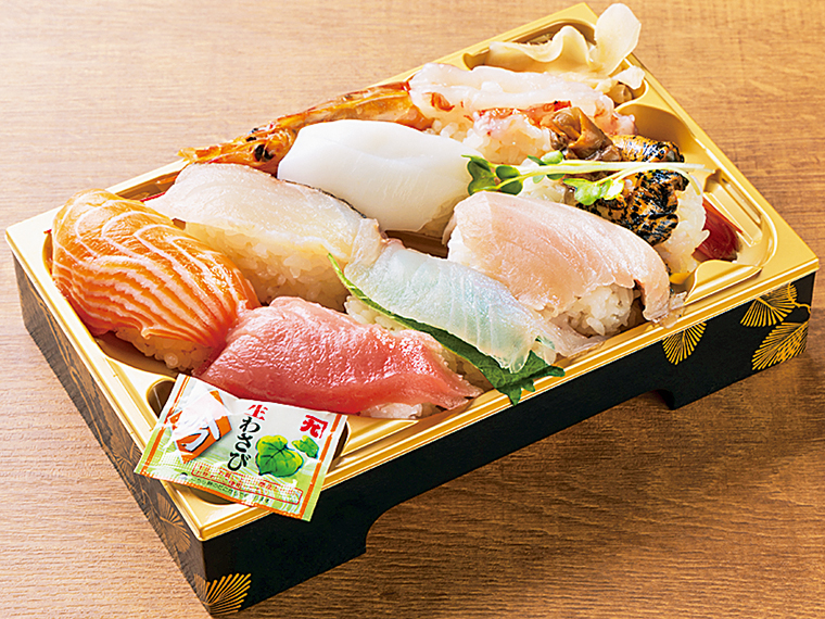 相馬港で水揚げされた白身魚が入る寿司。8貫1,380円から