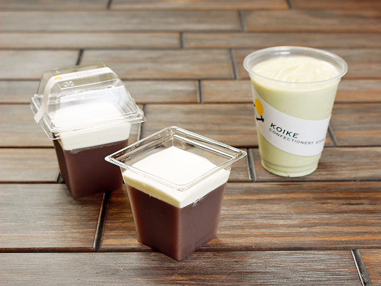 「とろ生水ようかん」(各380円)、濃厚バニラに枝豆の風味が良い「ずんだDEしぇいく」(400円)