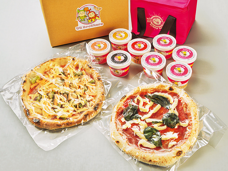 「もちもち米粉ピザとジェラートセット」（6,360円）【米Pizza TT Brothers［福島市］】