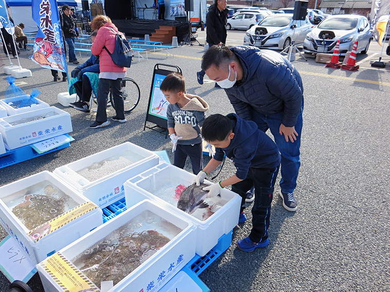 子どもたちに大人気！「おさかな水族館」体験の様子