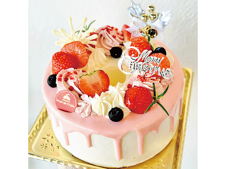 2. ストロベリー・リースシフォン（5号）［郡山市／お菓子工房ポンデフリュイ］【1名様】
