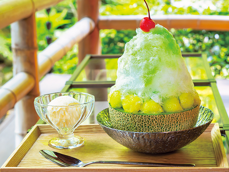 「メロンクリームソーダ風かき氷」（1,980円～2,400円）※仕入れ価格によって価格変更、7月から9月上旬限定で提供
